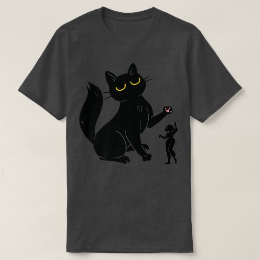 Funny Cat & Human Puppet  Tシャツ (デザイン正面)