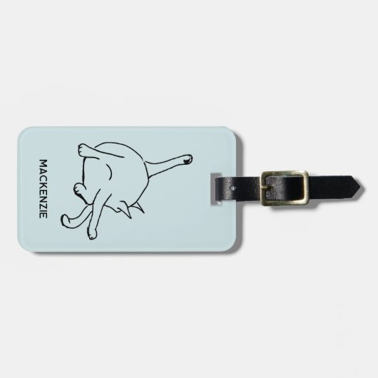 Funny Cat Humor Personalized Line Art ラゲッジタグ (正面横)