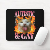 Funny Cat Humor Saying Autistic And Gay Cat Meme Q マウスパッド (マウス)