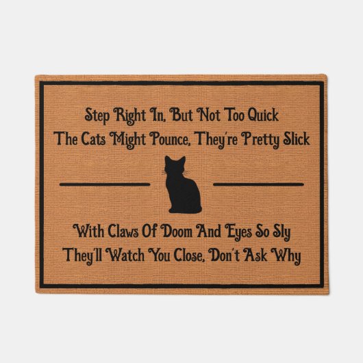 Funny Cat Humor Silly Quirky Minimalist Rustic ドアマット (正面)