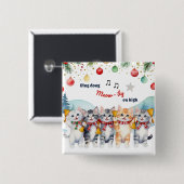 Funny Cat Humor Watercolor Cartoon Christmas 缶バッジ (正面&裏面)