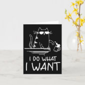 Funny Cat , I Do What I Want , Cool Cat Men Women  カード (黄色い花)