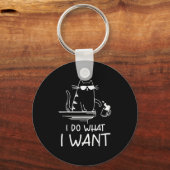 Funny Cat , I Do What I Want , Cool Cat Men Women  キーホルダー (正面)