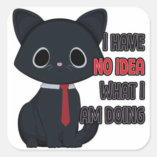 Funny Cat I Have No Idea What I Am Doing Sticker スクエアシール (正面)