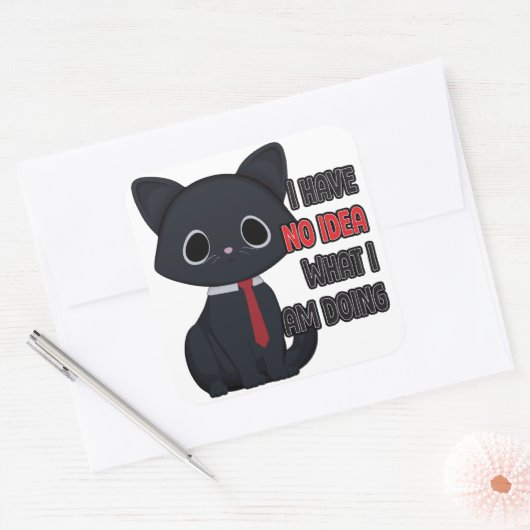 Funny Cat I Have No Idea What I Am Doing Sticker スクエアシール (封筒)