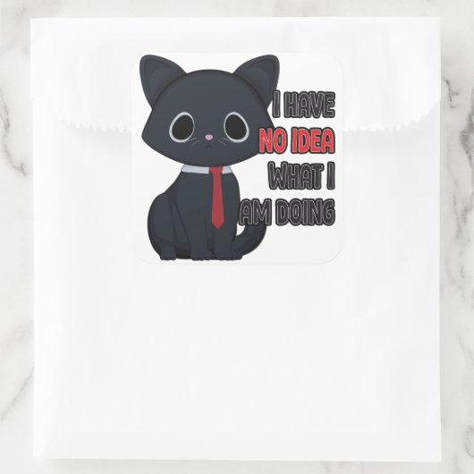 Funny Cat I Have No Idea What I Am Doing Sticker スクエアシール (バッグ)