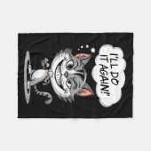 Funny Cat I'll Do It Again フリースブランケット (正面(横))