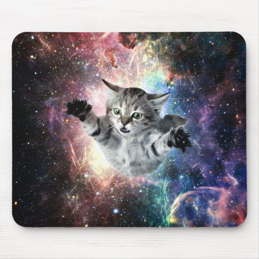Funny cat in space マウスパッド (正面)
