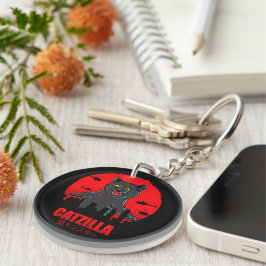 Funny Cat Japanese Themed Catzilla Monster キーホルダー