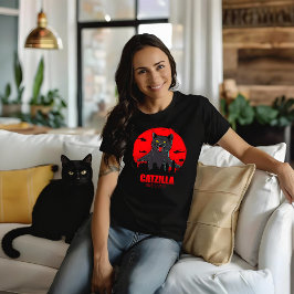 Funny Cat Japanese Themed Catzilla Monster Tシャツ