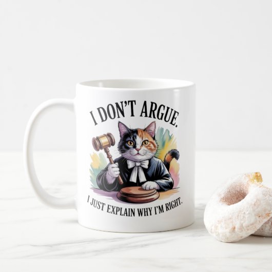 Funny Cat Judge Mug - Lawyer I Just Explain Why I' コーヒーマグカップ (ドーナツ)