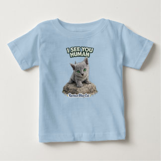 Funny Cat Kids T-Shirt – Russian Blue Kitten ベビーTシャツ
