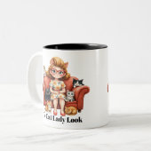 Funny Cat Lady Mom Coffee Mug ツートーンマグカップ (正面左)