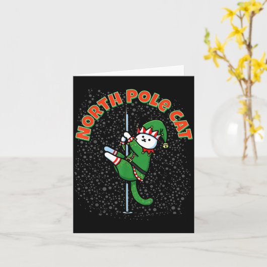 Funny Cat Le Dance Elf Costume Christmas Holiday C カード (黄色い花)