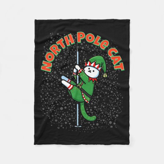 Funny Cat Le Dance Elf Costume Christmas Holiday C フリースブランケット (正面)