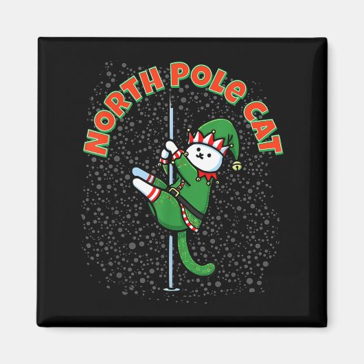 Funny Cat Le Dance Elf Costume Christmas Holiday C マグネット (正面)