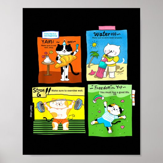 Funny Cat Lifestyle Quotes - Cute Cat Gift For Cat ポスター (正面)