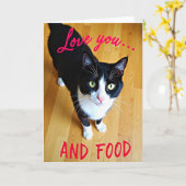 Funny Cat Love Food Card カード (黄色い花)