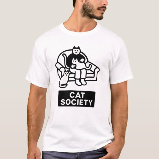 Funny Cat Lover Cat Society Design Illustration Tシャツ (正面)