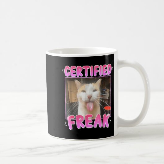 Funny Cat Lover Certified Freak Eat Cement Cursed コーヒーマグカップ (右)