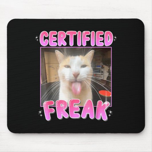 Funny Cat Lover Certified Freak Eat Cement Cursed マウスパッド (正面)