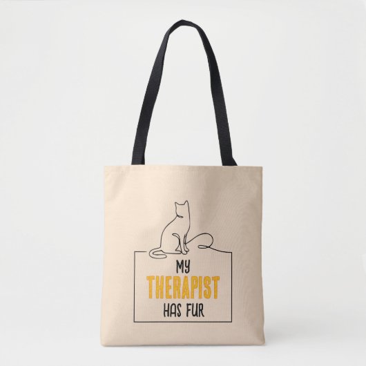 Funny Cat Lover Quote My Therapist Has Fur Gift トートバッグ (正面)