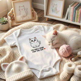 Funny Cat Lover Valentine Mousepad - I'm Only Here ベビーボディスーツ