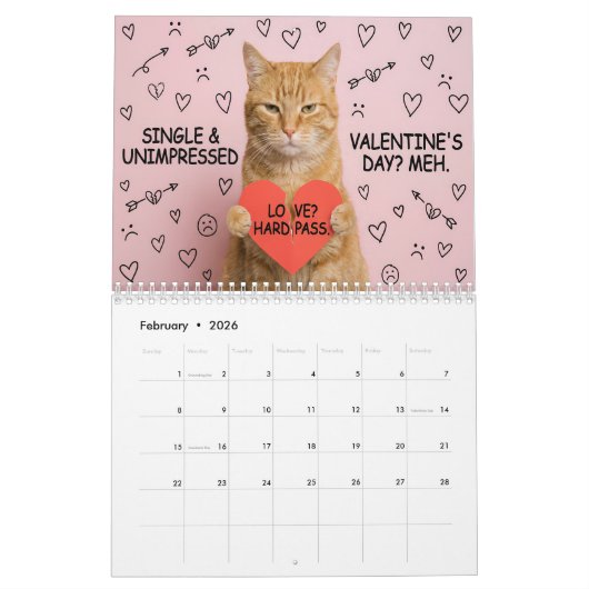 Funny Cat Meme Calendar 2026 カレンダー (2月 2026)