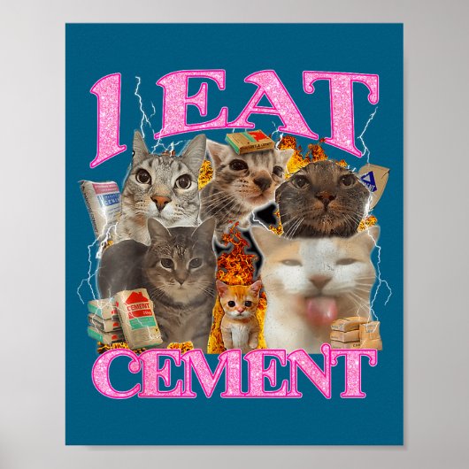 Funny Cat Meme I Eat Cement Japanese Quote Animal  ポスター (正面)