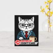 Funny Cat Meme Sarcastic Humor I Dont Care Cat カード (黄色い花)