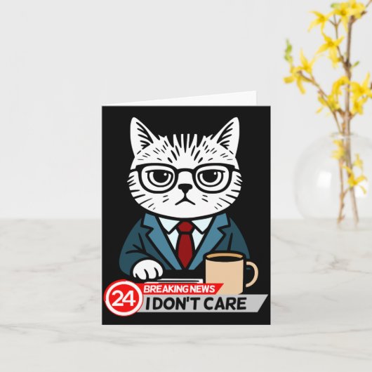 Funny Cat Meme Sarcastic Humor I Dont Care Cat  カード (黄色い花)