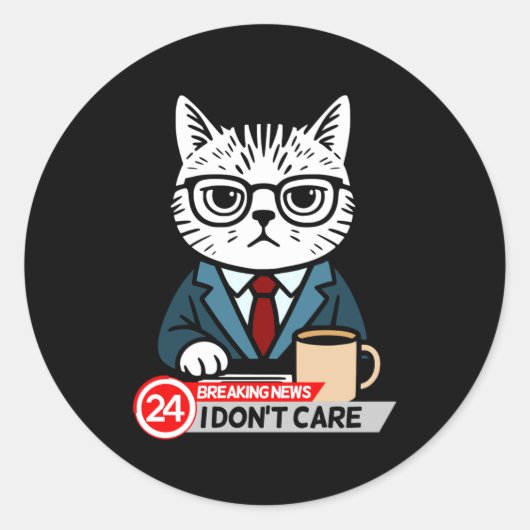 Funny Cat Meme Sarcastic Humor I Dont Care Cat  ラウンドシール (正面)