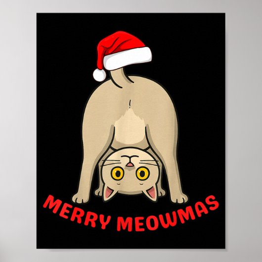 Funny Cat Merry Meowmas Xmas Lover Men Women Kids  ポスター (正面)