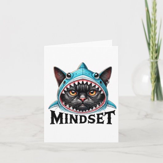Funny Cat, Mindset Motivational Saying, Shark  カード (正面)