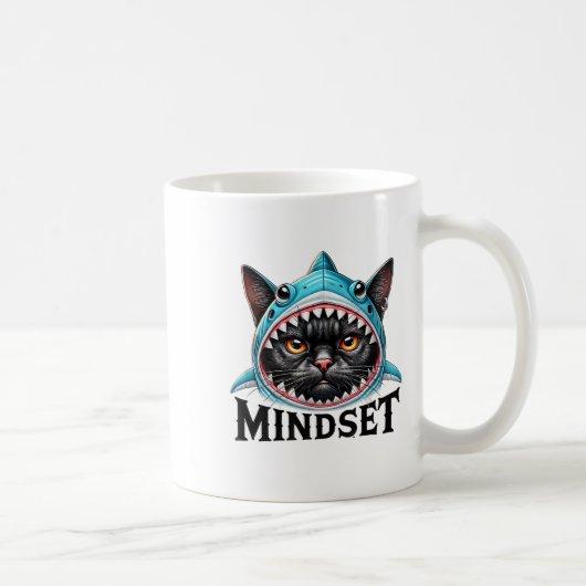 Funny Cat, Mindset Motivational Saying, Shark  コーヒーマグカップ (右)