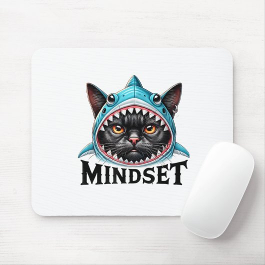 Funny Cat, Mindset Motivational Saying, Shark  マウスパッド (マウス)