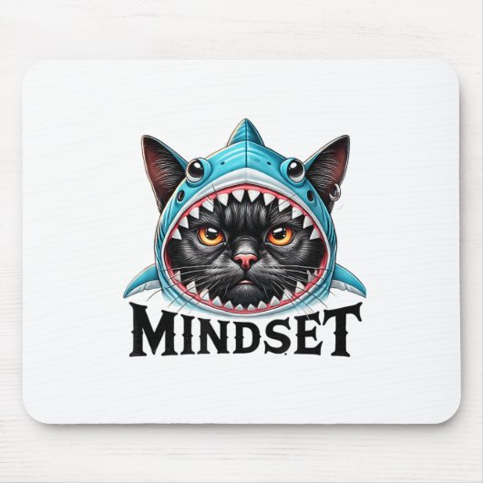 Funny Cat, Mindset Motivational Saying, Shark  マウスパッド (正面)