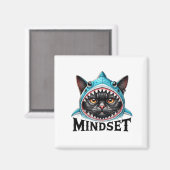 Funny Cat, Mindset Motivational Saying, Shark  マグネット (正面/裏面)