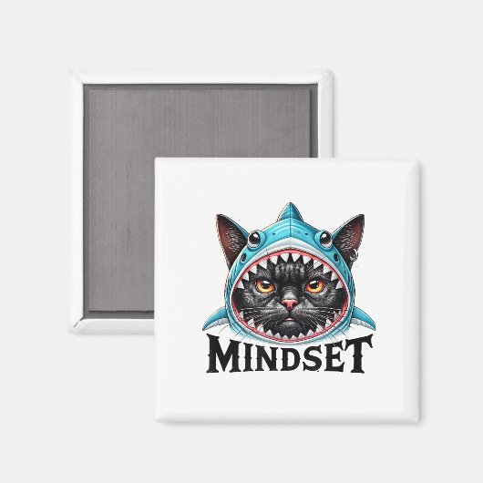 Funny Cat, Mindset Motivational Saying, Shark  マグネット (正面/裏面)