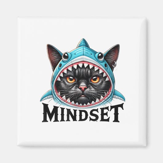 Funny Cat, Mindset Motivational Saying, Shark  マグネット (正面)