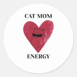 Funny Cat Mom Energy ラウンドシール