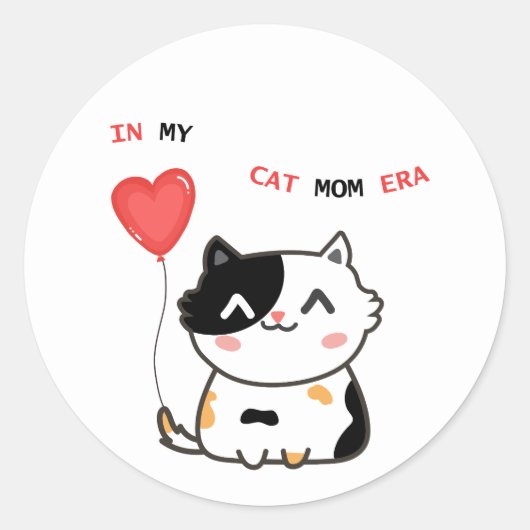 Funny Cat Mom Era ラウンドシール (正面)
