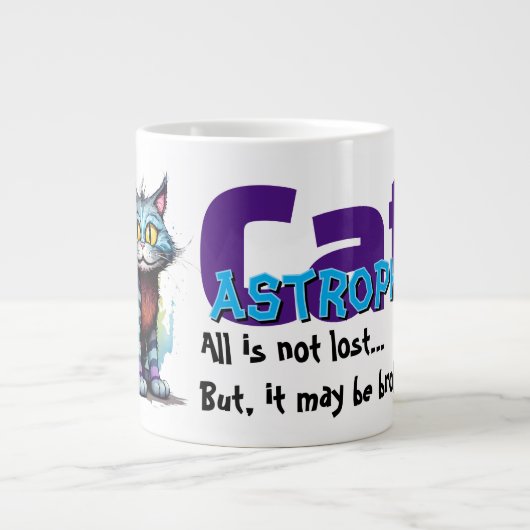 Funny Cat Mug – CatAstrophe: All is not lost.. ジャンボコーヒーマグカップ (正面)