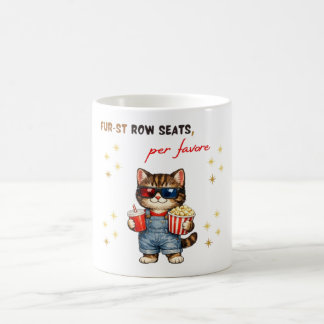 Funny Cat Mug Movie Night コーヒーマグカップ