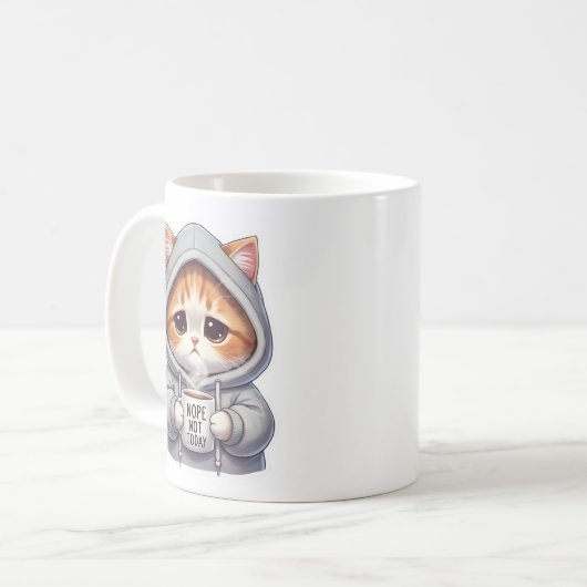 Funny Cat Mug Nope Not Today Coffee Cup Gift Fun コーヒーマグカップ (正面左)