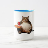 Funny Cat Mug – Pizza Lover Gift Coffee Cup ツートーンマグカップ (中央)