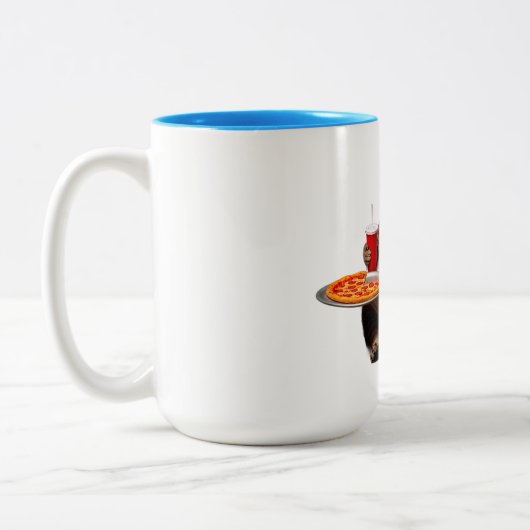 Funny Cat Mug – Pizza Lover Gift Coffee Cup ツートーンマグカップ (左)