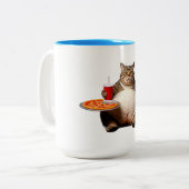 Funny Cat Mug – Pizza Lover Gift Coffee Cup ツートーンマグカップ (正面左)