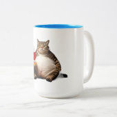 Funny Cat Mug – Pizza Lover Gift Coffee Cup ツートーンマグカップ (正面右)