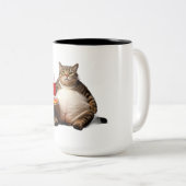 Funny Cat Mug – Pizza Lover Gift Coffee Cup ツートーンマグカップ (正面右)